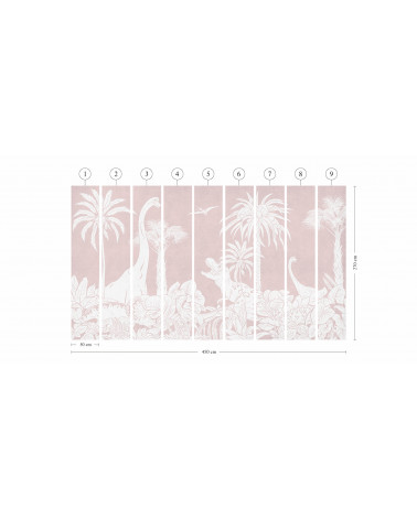 Papier peint enfant Monochrome Dino - Pink