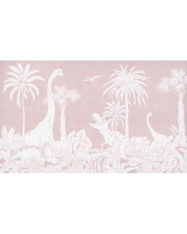 Papier peint enfant Monochrome Dino - Pink