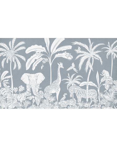Papier peint enfant Monochrome Jungle - Blue