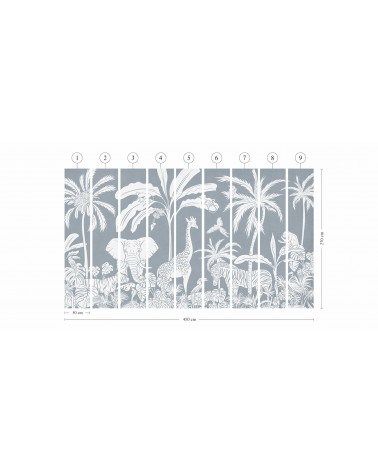 Papier peint enfant Monochrome Jungle - Blue