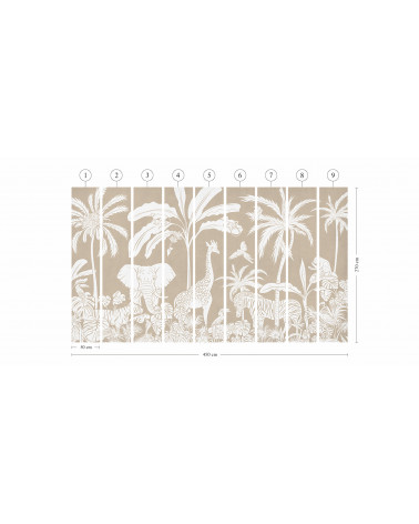 Papier peint enfant Monochrome Jungle - Brown