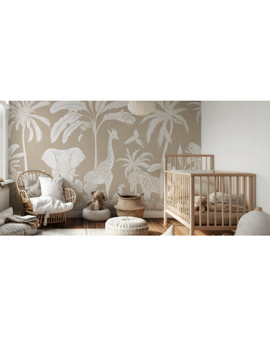 Papier peint enfant Monochrome Jungle - Brown