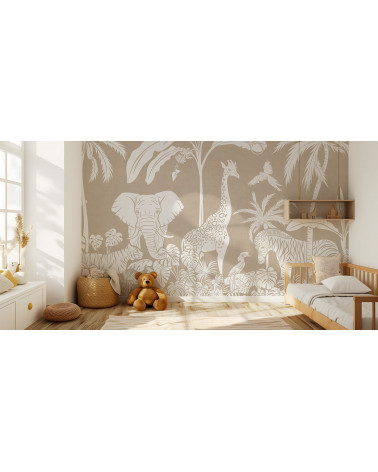 Papier peint enfant Monochrome Jungle - Brown