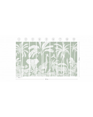 Papier peint enfant Monochrome Jungle - Green