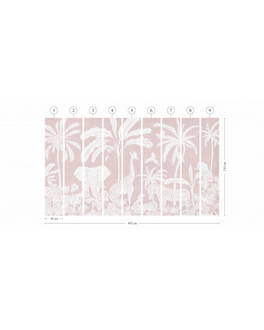 Papier peint enfant Monochrome Jungle - Pink