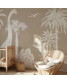 Papier peint enfant Monochrome Dino - Brown