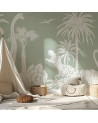 Papier peint enfant Monochrome Dino - Green