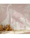 Papier peint enfant Monochrome Dino - Pink