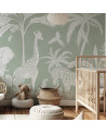 Papier peint enfant Monochrome Jungle - Green