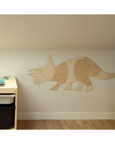 Décoration Murale en Bois - Tricératops
