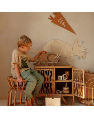 Décoration Murale en Bois - Tricératops