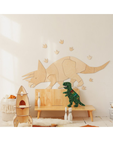 Décoration Murale en Bois - Tricératops