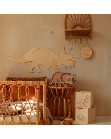 Décoration Murale en Bois - Tricératops