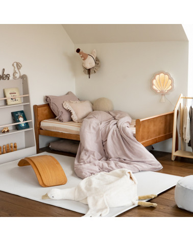 Lampe veilleuse en bois et rotin - Coquillage