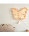 Lampe veilleuse en bois et rotin - papillon
