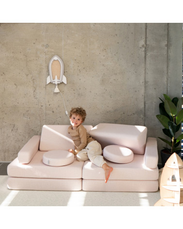 Lampe veilleuse en bois et rotin - fusée