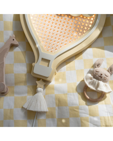 Lampe veilleuse en bois et rotin - montgolfière