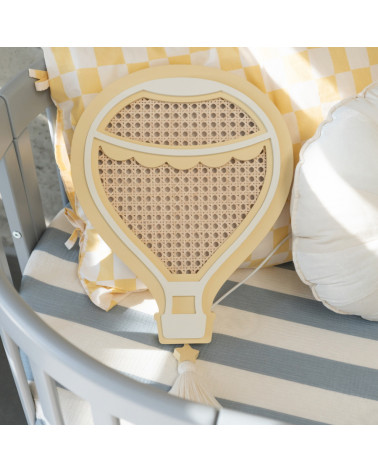 Lampe veilleuse en bois et rotin - montgolfière