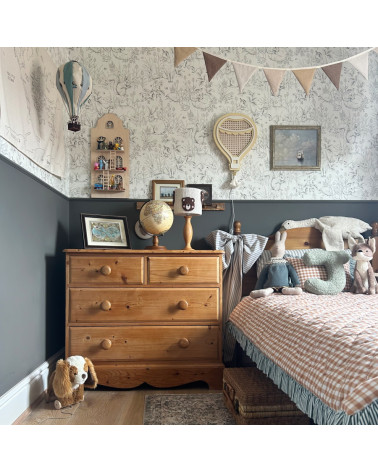 Lampe veilleuse en bois et rotin - montgolfière