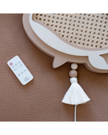 Lampe veilleuse en bois et rotin - baleine