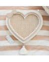 Lampe veilleuse en bois et rotin - coeur