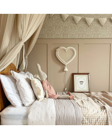 Lampe veilleuse en bois et rotin - coeur