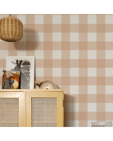 Papier peint enfant à carreaux - pêche