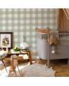 Papier peint enfant à carreaux - vert