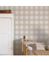 Papier peint enfant à carreaux - beige