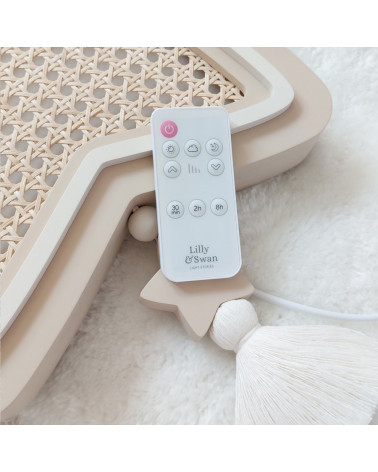 Lampe veilleuse en bois et rotin - étoile latte