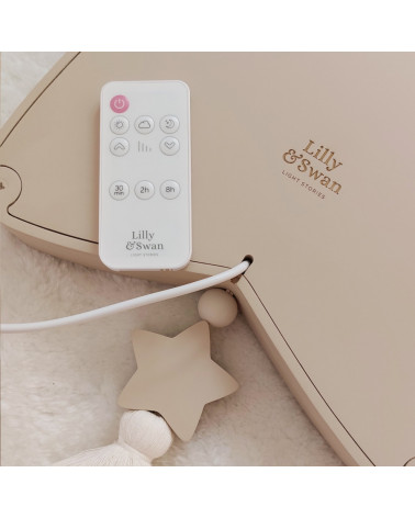 Lampe veilleuse en bois et rotin - étoile latte