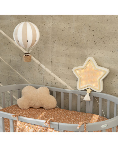 Lampe veilleuse en bois et rotin - étoile miel