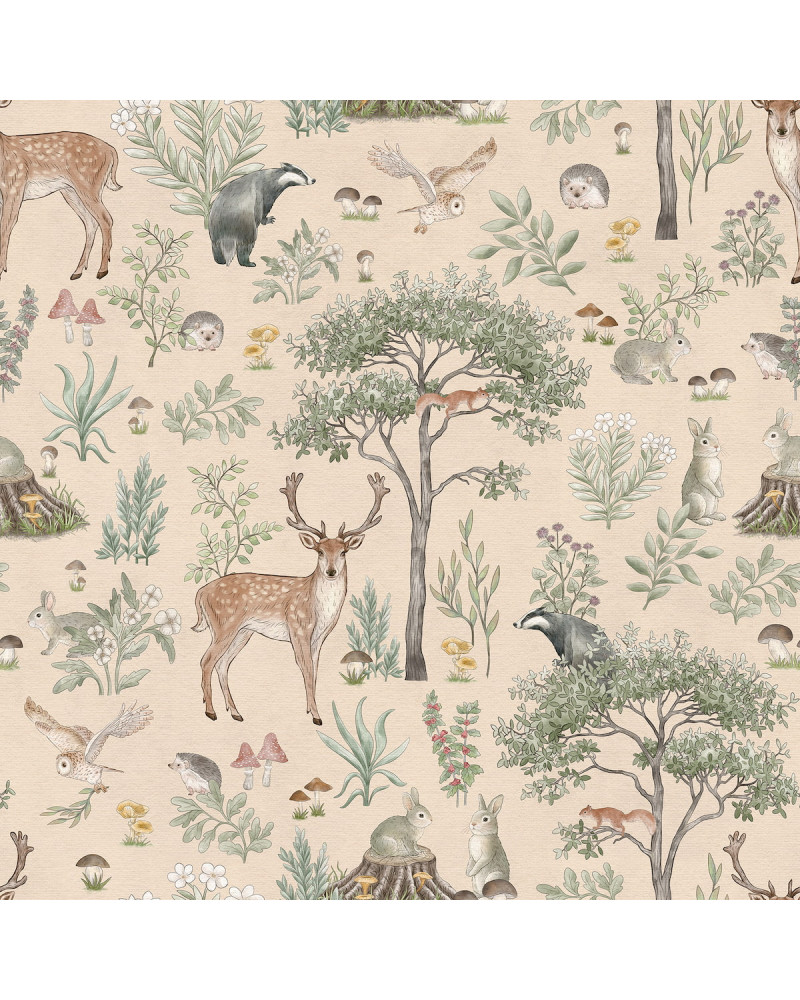 Papier peint enfant Fantastic Forest - beige