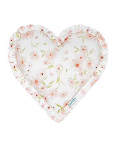 Coussin forme cœur fleurs