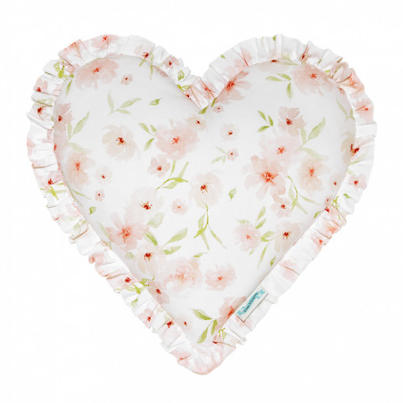 Coussin forme cœur fleurs