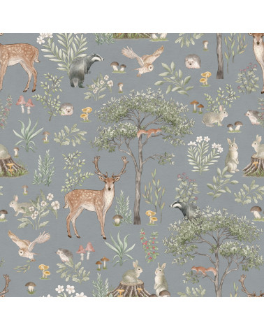 Papier peint enfant Fantastic Forest - blue