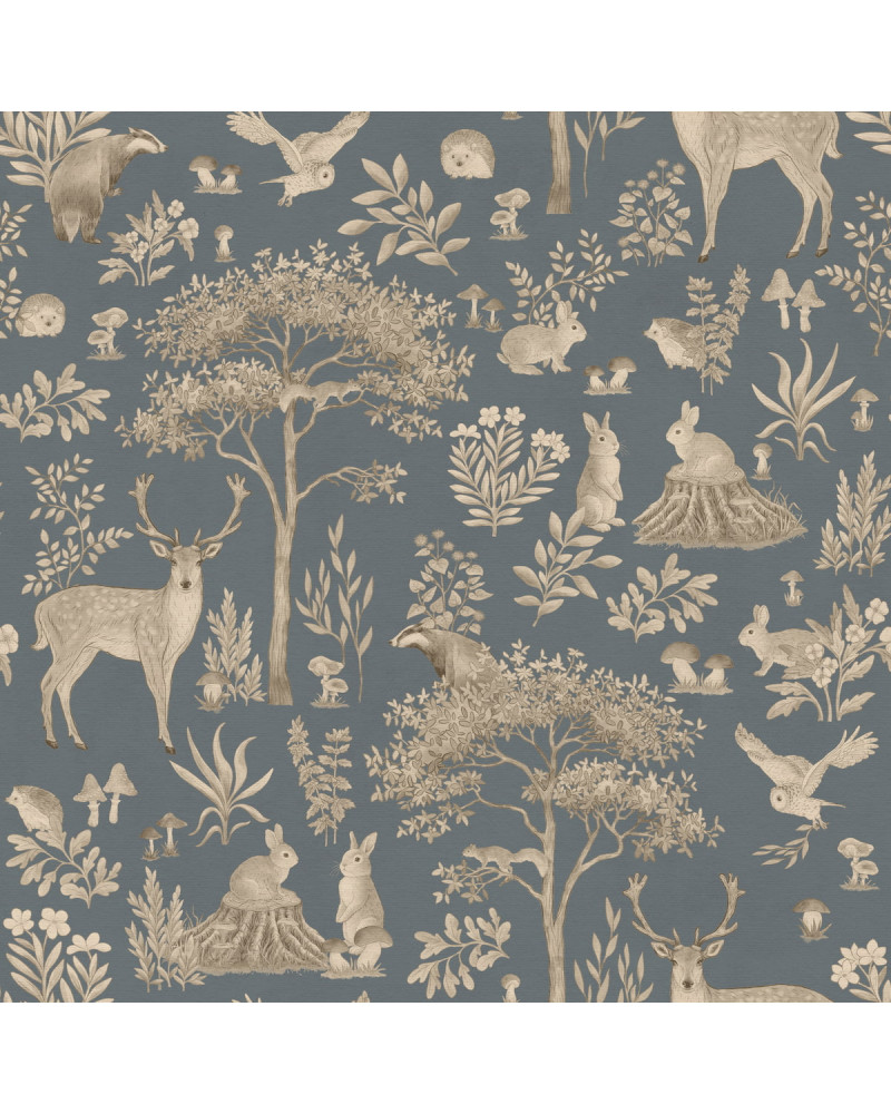 Papier peint enfant Fantastic Forest - vintage blue