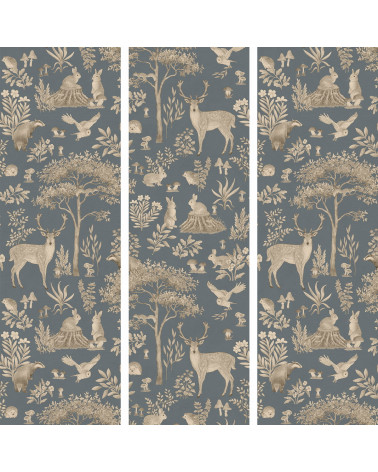 Papier peint enfant Fantastic Forest - vintage blue