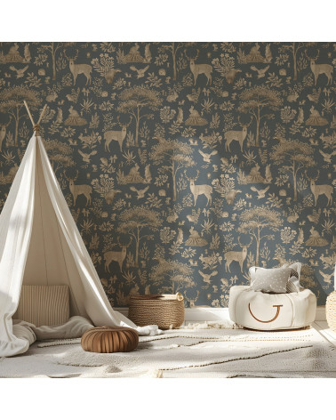 Papier peint enfant Fantastic Forest - vintage blue