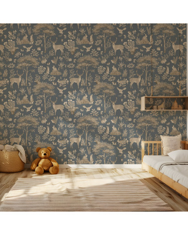 Papier peint enfant Fantastic Forest - vintage blue