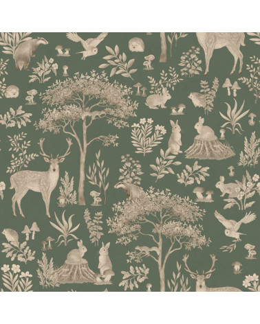 Papier peint enfant Fantastic Forest - vintage green
