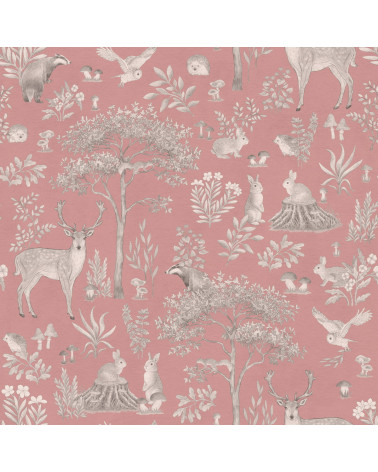 Papier peint enfant Fantastic Forest - vintage pink