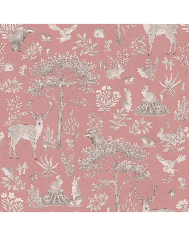 Papier peint enfant Fantastic Forest - vintage pink