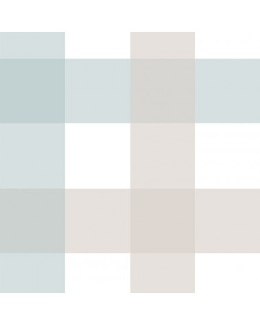 Echantillon Papier peint enfant carreaux Provence beige bleu - grand