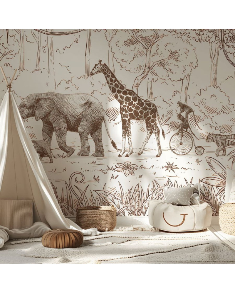Echantillon papier peint Animal Parade Brown