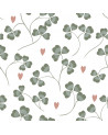Papier peint enfant trèfles et coeurs fond blanc