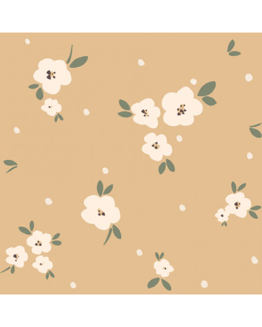 Papier peint enfant floral beige