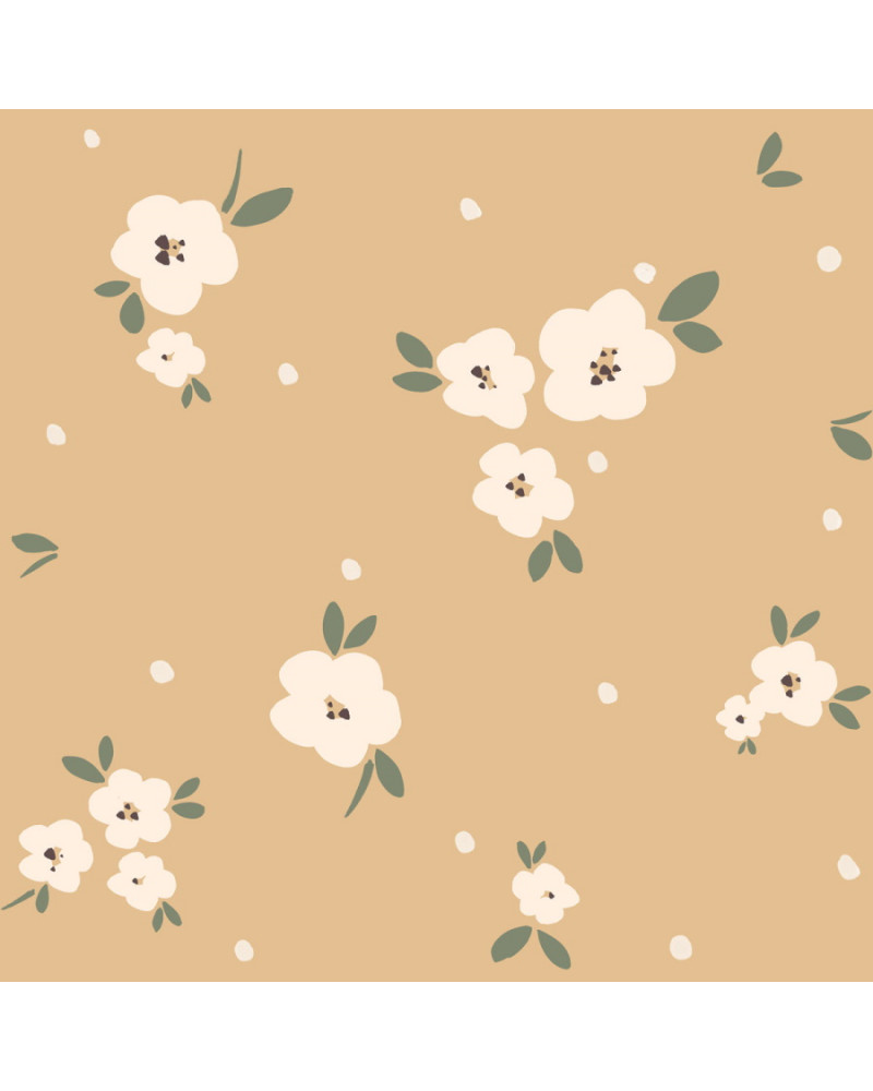 Papier peint enfant floral beige