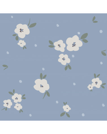 Papier peint enfant floral fond bleu