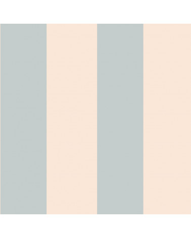 Papier peint enfant à rayures - bleu vintage et beige